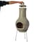 Vintiquewise Outdoor Beige Clay Chimenea Scribbled Design Fire Pit with Metal Stand QI004351 - alternate 5